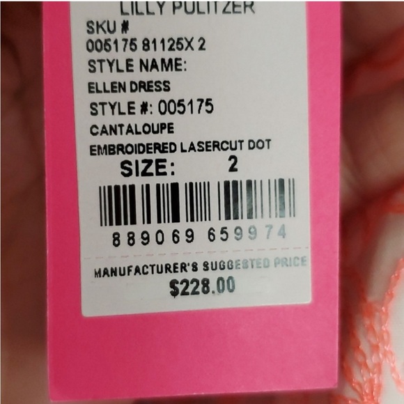 NWT Lilly Pulitzer Ellen Dress Cantaloupe Embroidered Lasercut Dress, Size 2 - Picture 8 of 15